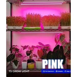 Grow Lights 2FT T8 24W LED Pink Light Reflectors Linkable Full Spectrum Plant